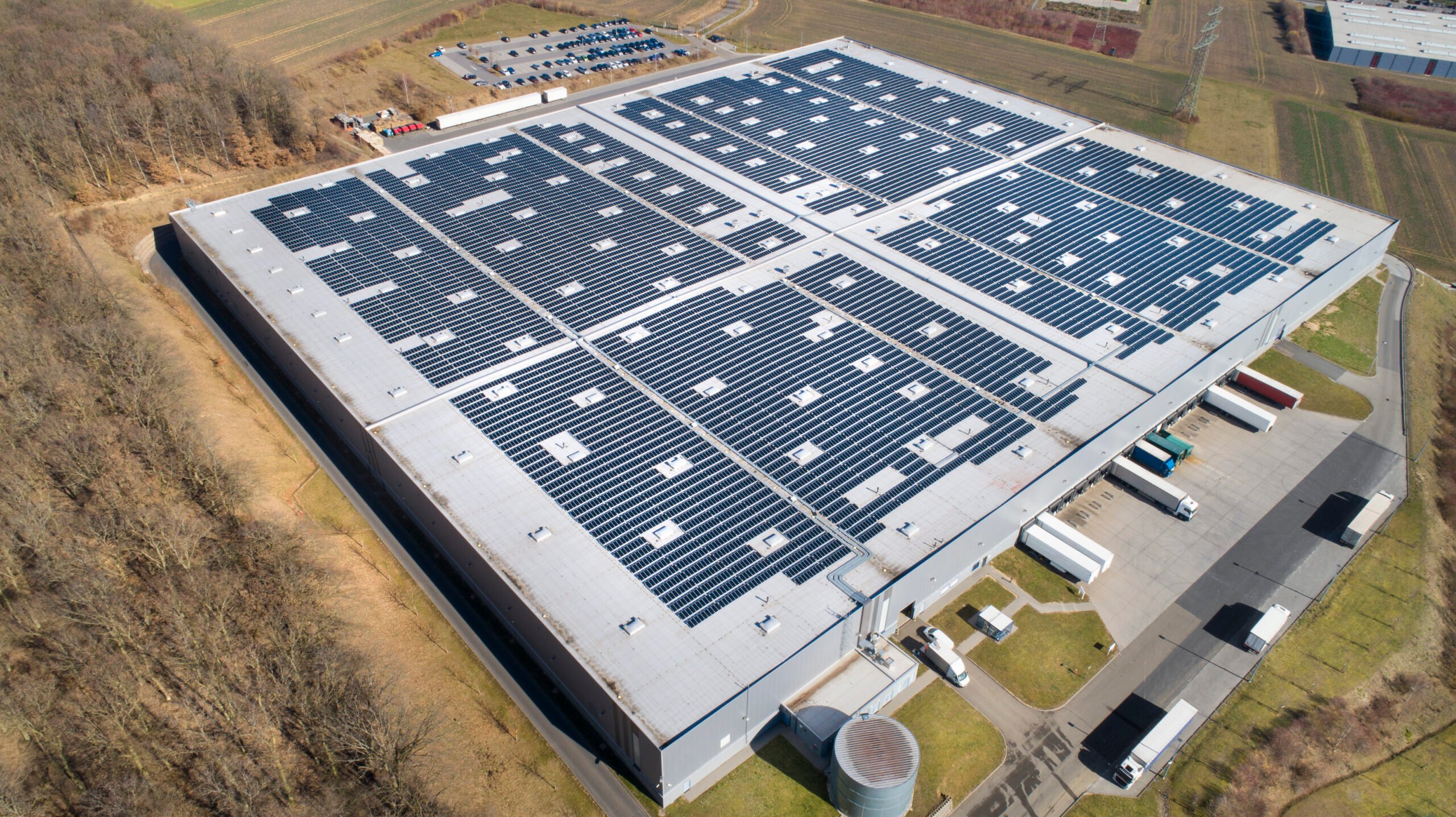 Solar Panels On Roof Of Building